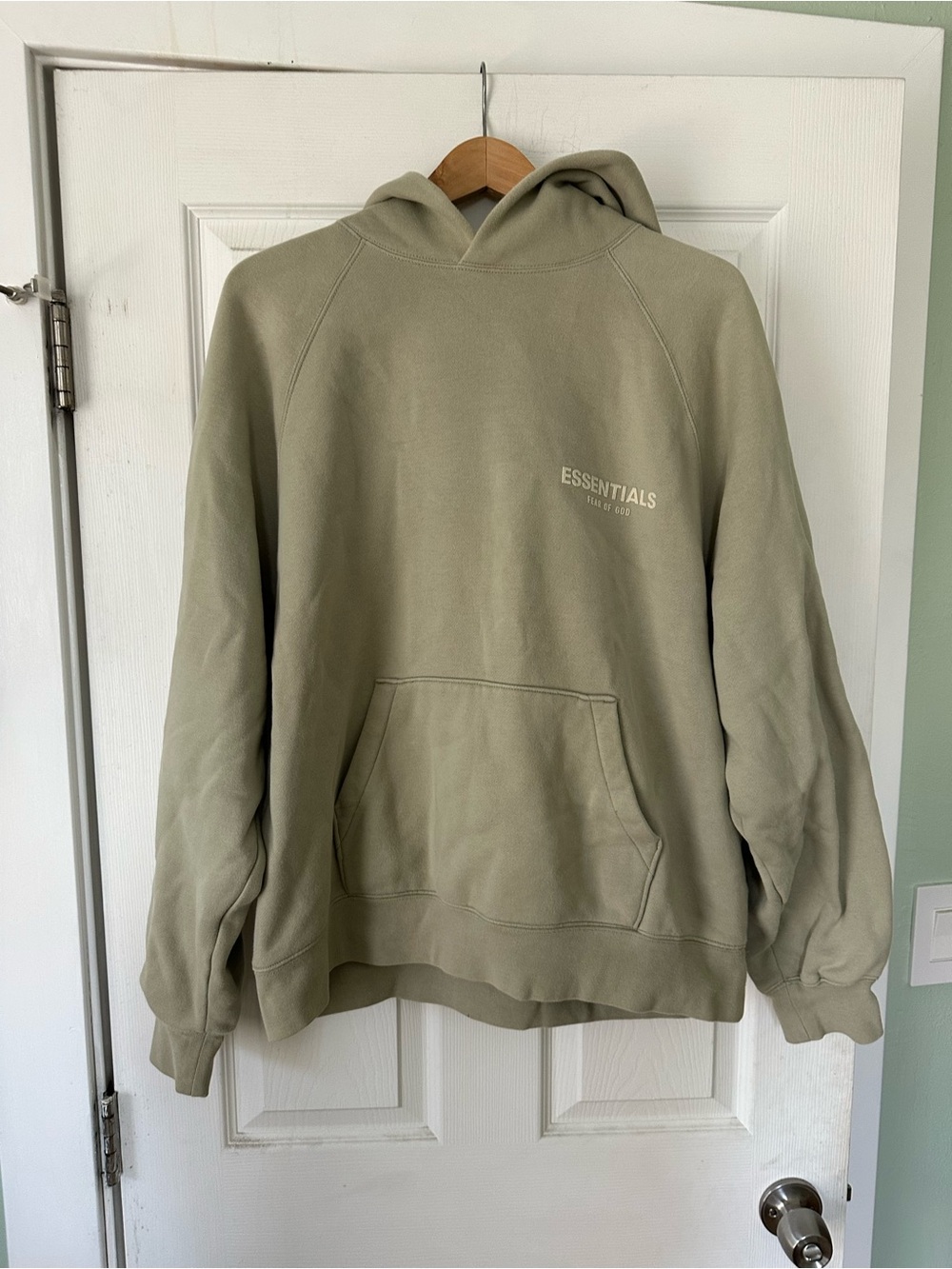 ESSENTIALS Men’s Sage Green Crewneck Hoodie